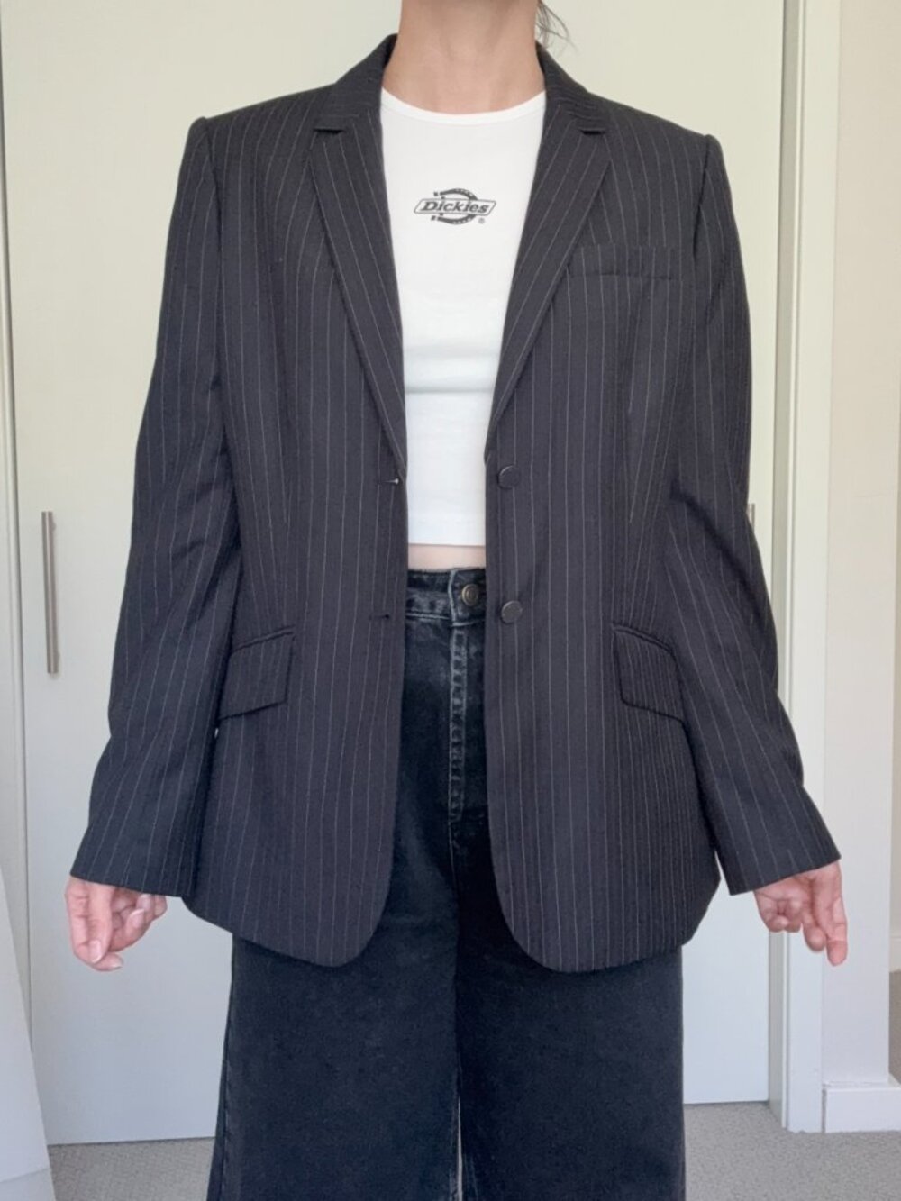 NWOT Calvin Klein Black Pinstripe Tailored Blazer